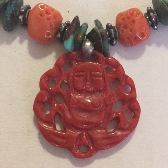 Choker real Turquoise suede Buddha charm hippyboho - Picture 4 of 8